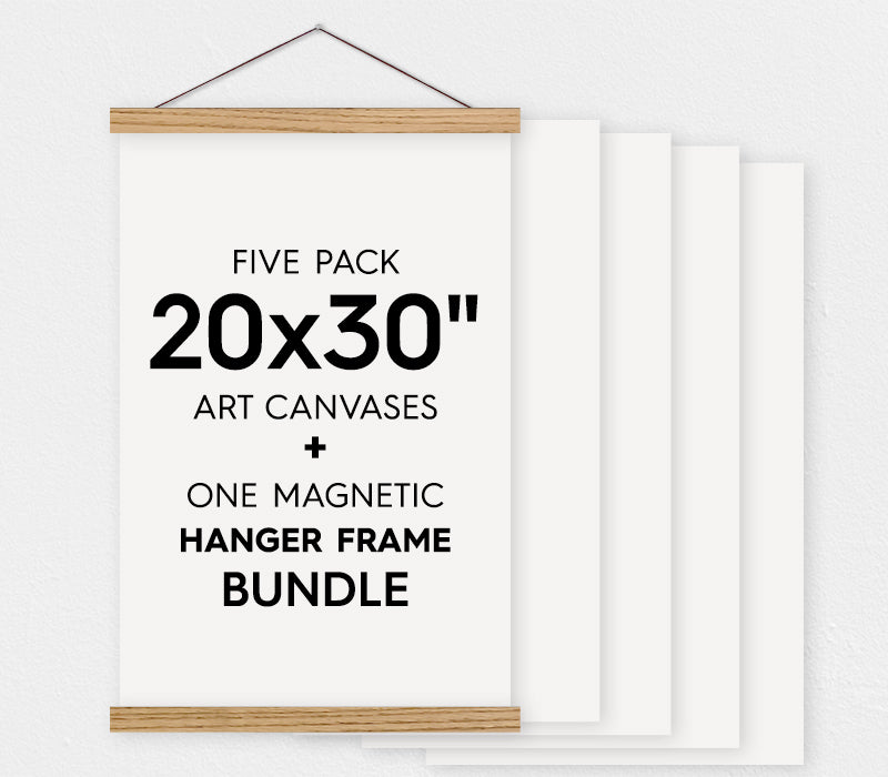 20x30 Canvas Bundle - Pack of 5 Painting Canvases and Magnetic Wood H –  Hanger Frames
