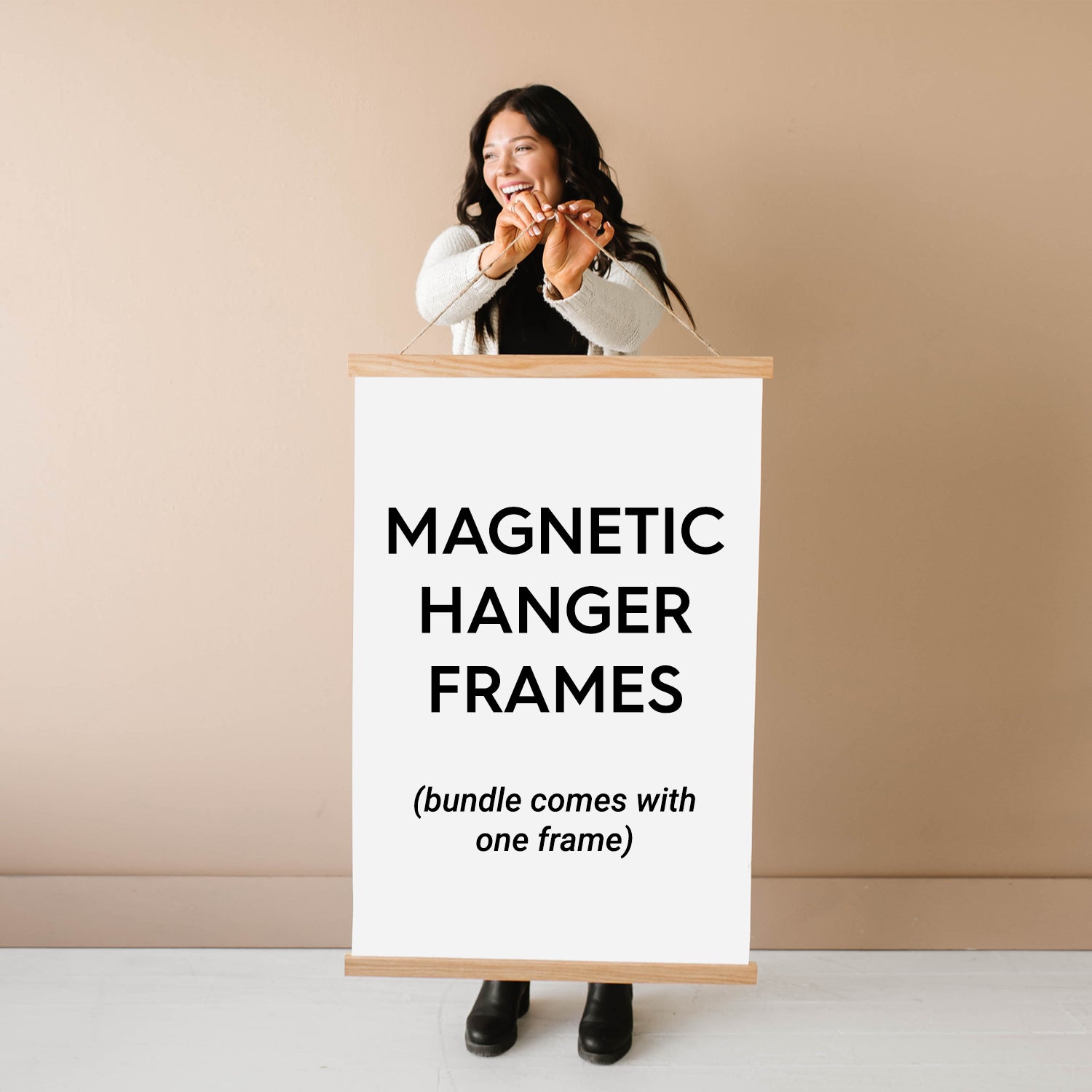 24x36" Canvas Bundle - Pack of 5 Art Canvas Sheets and Magnetic Wood Hanger Frame - Hanger Frames