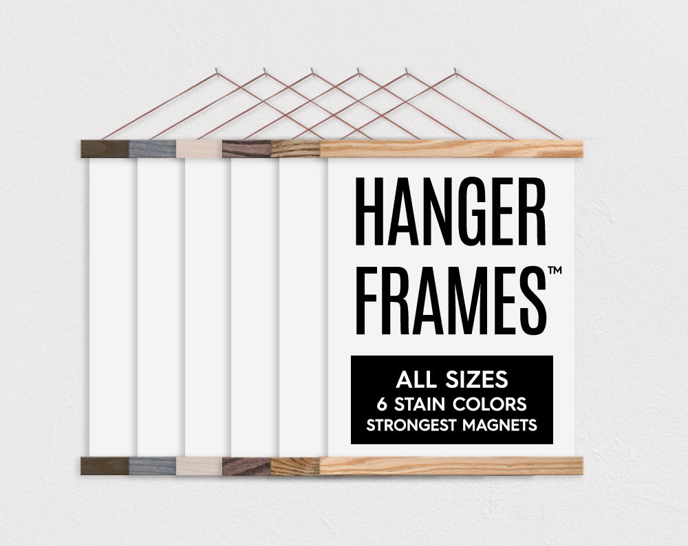 Hanger Frames -Solid Oak & Strong Magnets - All Sizes & 6 Stain Colors - Hanger Frames