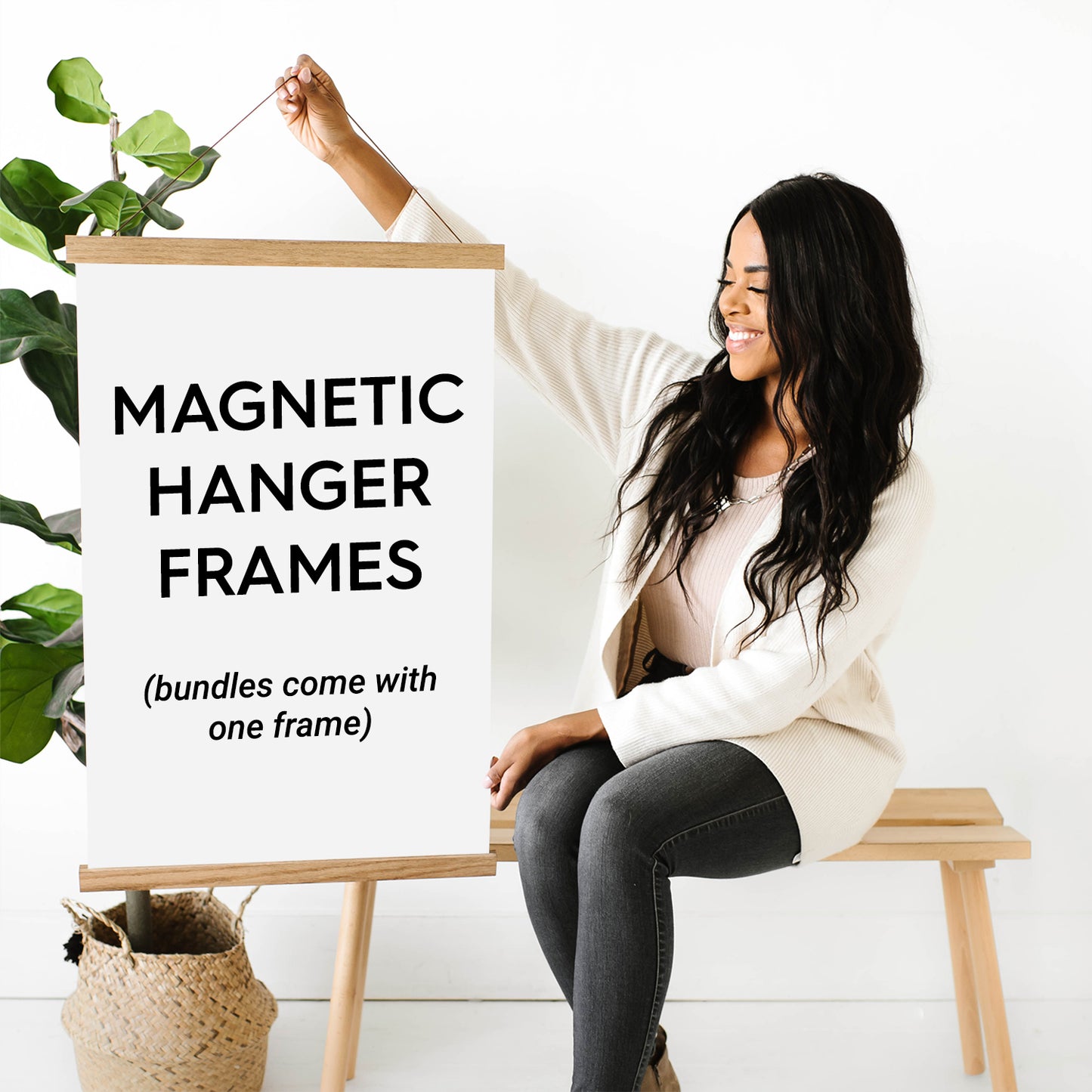 20x30" Canvas Bundle - Pack of 5 Painting Canvases and Magnetic Wood Hanger Frame - Hanger Frames