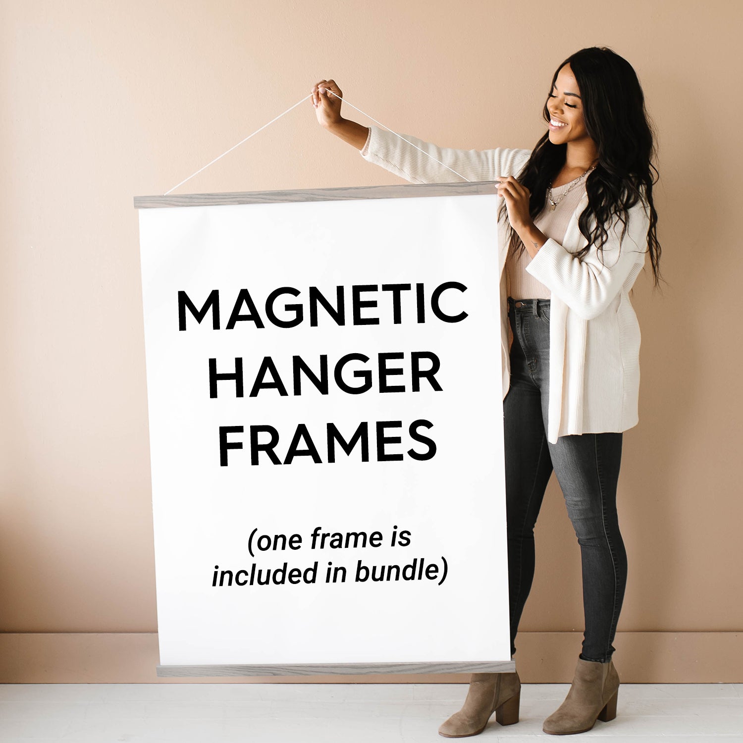 30x40" Canvas Bundle - Pack of 5 Art Canvas Sheets and Magnetic Wood Hanger Frame - Hanger Frames