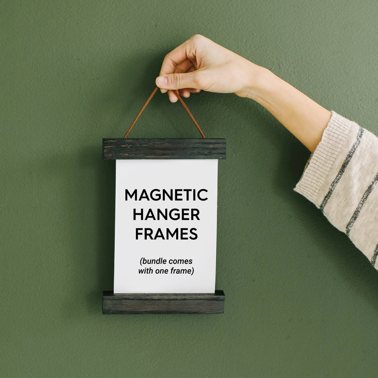5x7" Canvas Bundle - Pack of 5 Blank Canvas Sheets and Magnetic Wood Hanger Frame - Hanger Frames
